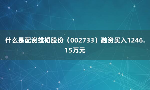 什么是配资雄韬股份（002733）融资买入1246.15万元